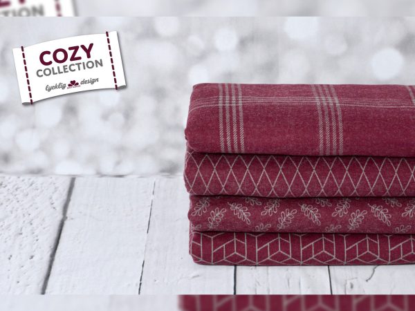 Jacquard Jersey Cozy Karomuster grau auf Bordeaux by Lycklig Design Rabatt – Bild 3