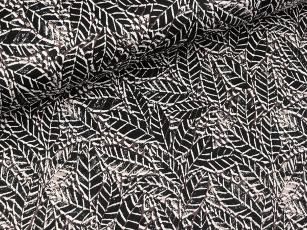 Baumwollsatin Blätter schwarz-weiß Mode