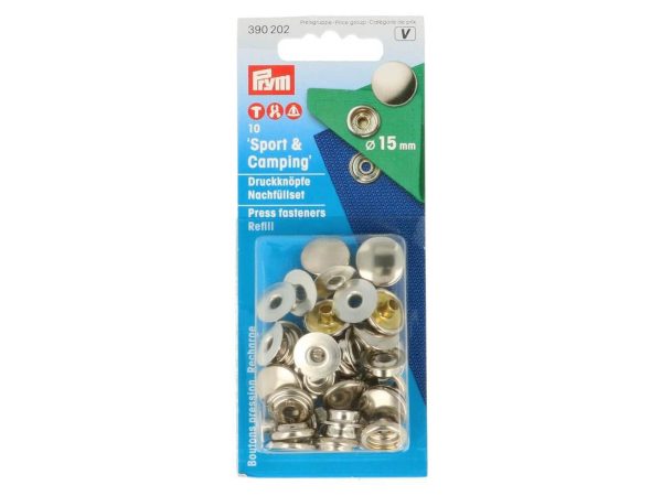 Prym 390202 Nähfrei Druckknöpfe Sport & Camping Nachfüllset silber 15mm 10 Stück Im Angebot