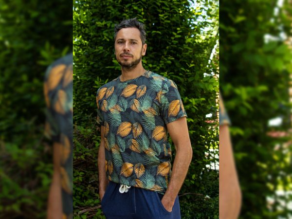 French Terry Levi Blätter ocker-grün Jetzt online – Bild 2