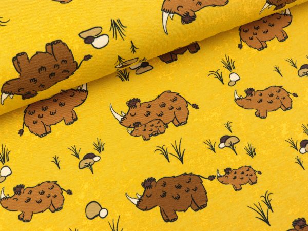 Baumwolljersey Rhino Family senfgelb Angebot