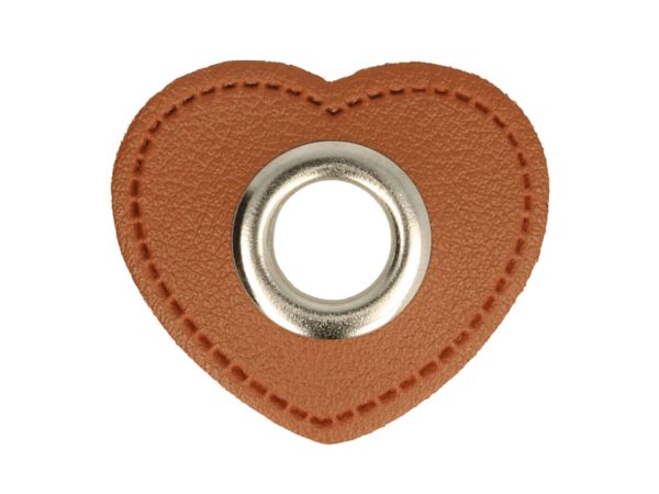 Ösen Patch Herz für Kordeln braun-nickel 8mm Lederimitat Online-Schn?ppchen