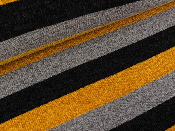 Chenille Stripes ocker-hellgrau-schwarz Rabatt