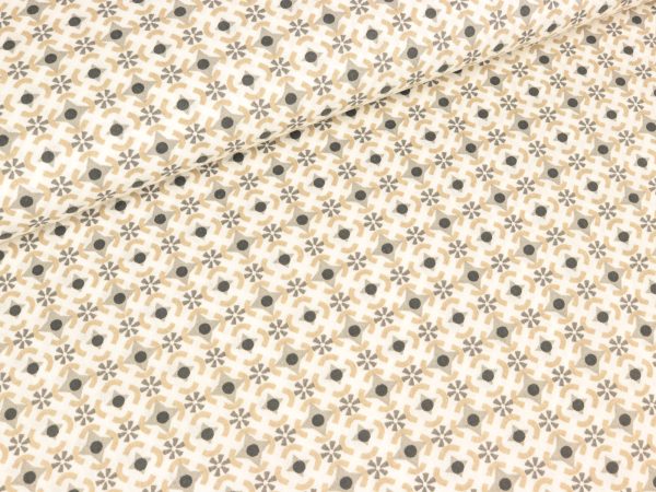 Baumwollstoff Againeg Blumenkreise auf Creme Rabatt