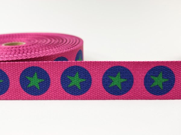 1m Gurtband 3cm pink mit Sternen Schn?ppchen