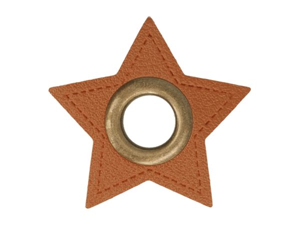 Ösen Patch Stern für Kordeln braun-bronze 8mm Lederimitat Schn?ppchen