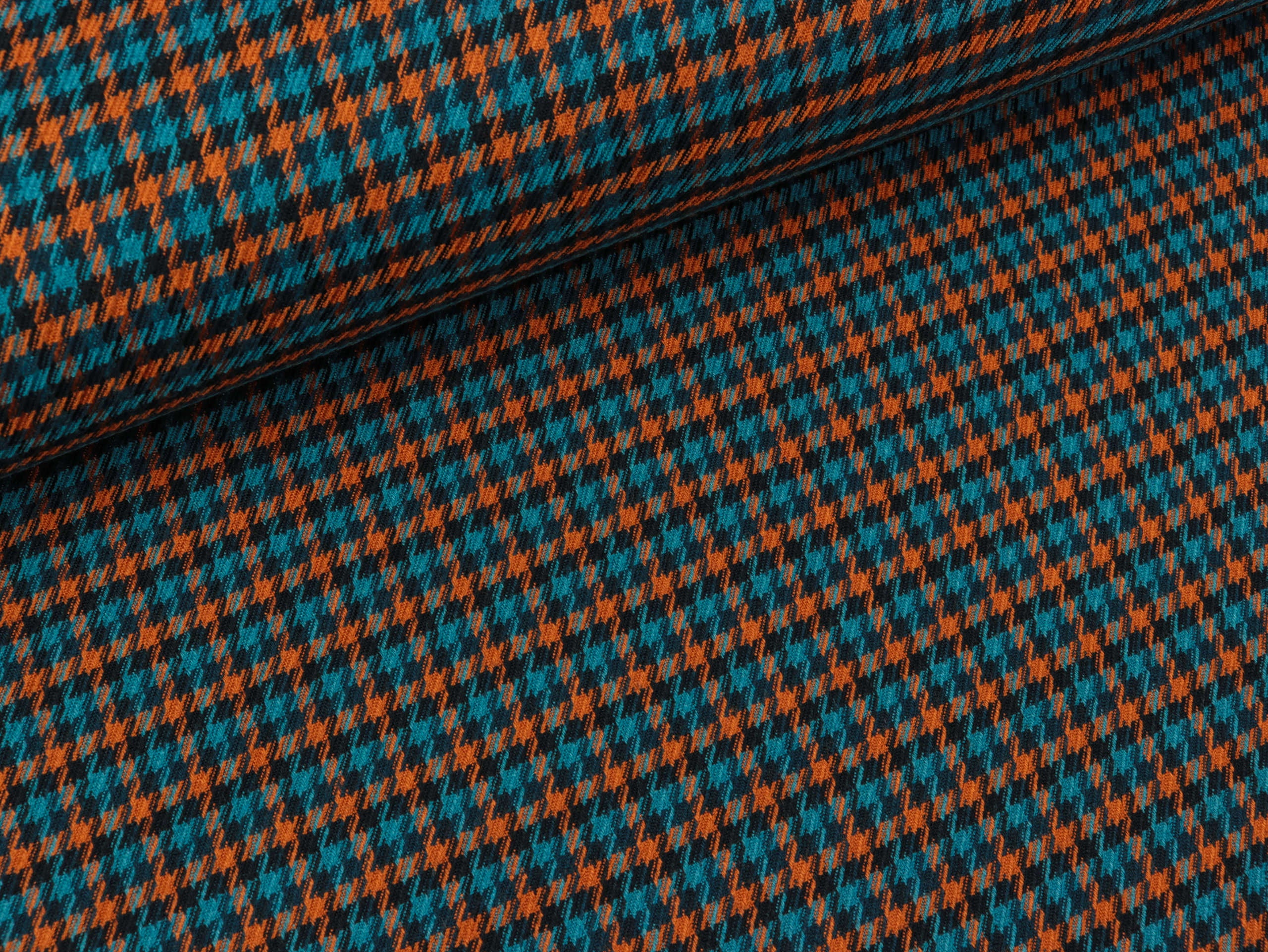 Leichter Jacquard Aneska Minihoundstooth petrol-rost Rabatt