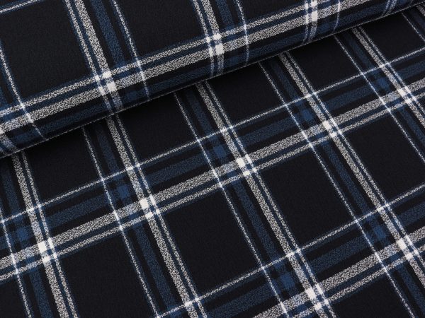 Schwerer Viskose Krepp Kariert navy-grey Jetzt online